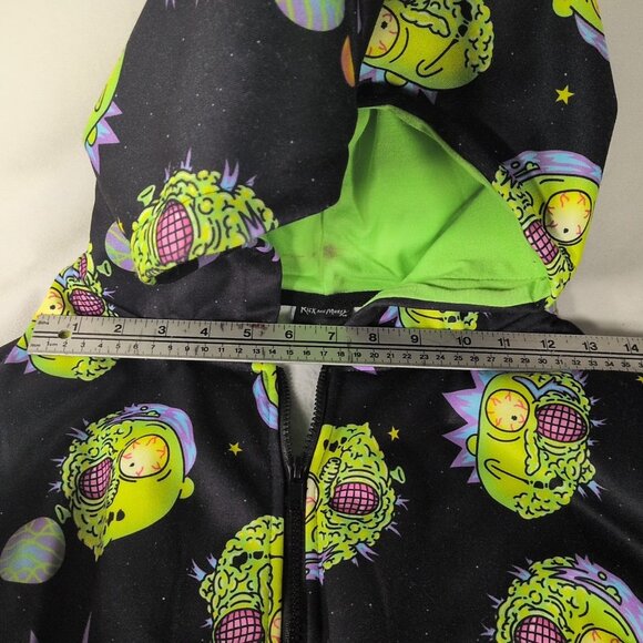 Rick & Morty Sweater Hoodie Full Zip Crop Women XL Black Pickle Space Adult Swim - Picture 8 of 15
